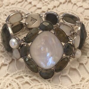 Silpada Sterling Silver Moonstone Mother-of-Pearl “Jasmine” Bracelet B2967
